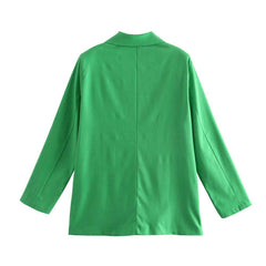 Loose Fitting Green Linen Blazer Coat - VirtuousWares:Global