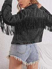 Loose Tassel Retro Cropped Denim Jacket - VirtuousWares:Global