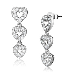LOS722 - Rhodium 925 Sterling Silver Earrings with AAA Grade CZ in - VirtuousWares:Global