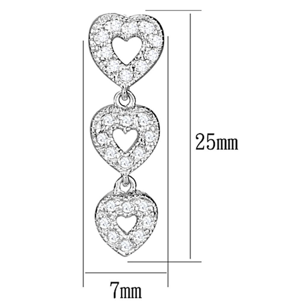 LOS722 - Rhodium 925 Sterling Silver Earrings with AAA Grade CZ in - VirtuousWares:Global