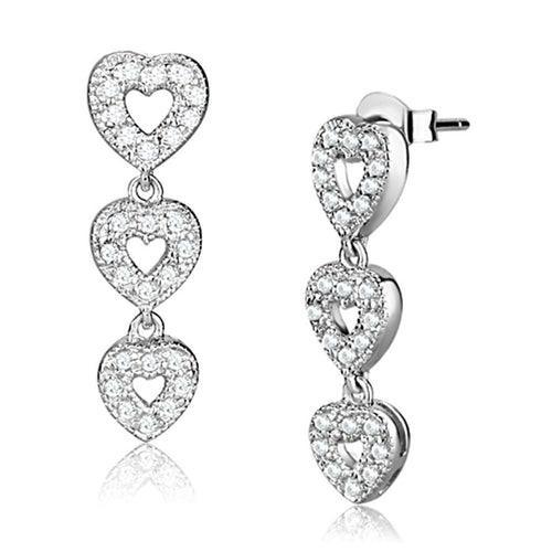LOS722 - Rhodium 925 Sterling Silver Earrings with AAA Grade CZ in - VirtuousWares:Global
