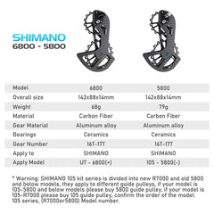LTWOO Bicycle Ceramic Bearing Speed Carbon Fiber Pulley Wheel Rear - VirtuousWares:Global