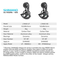 LTWOO Bicycle Ceramic Bearing Speed Carbon Fiber Pulley Wheel Rear - VirtuousWares:Global