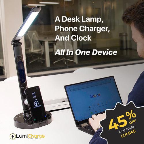 LumiCharge II - 6 in 1 -Premium Desk Lamp with Wireless & Universal - VirtuousWares:Global