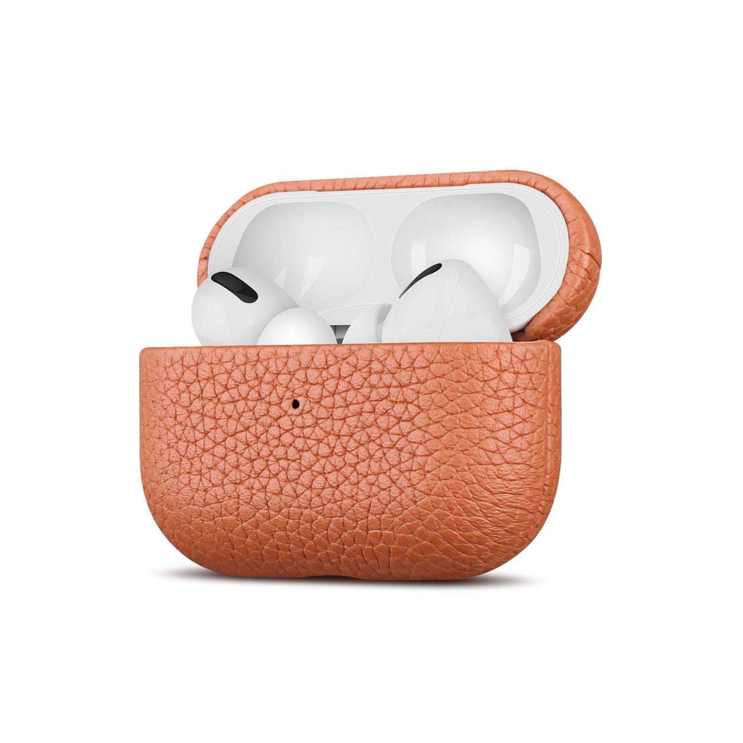 Lychee Leather Earphone Case Orange Fit - VirtuousWares:Global