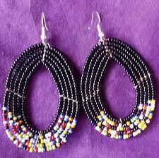 Maasai Beaded Earrings Black African handcrafted earrings - VirtuousWares:Global