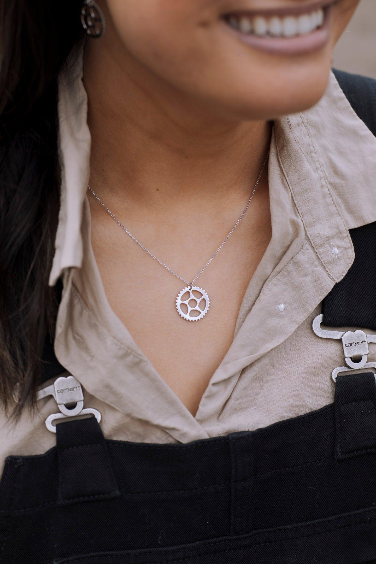 Maeve - Bike Chain Ring Necklace fashion jewelry - VirtuousWares:Global