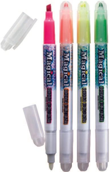 Magical Highlighters - 4 Count, Erasable, Assorted Colors, Chisel Tip - VirtuousWares:Global