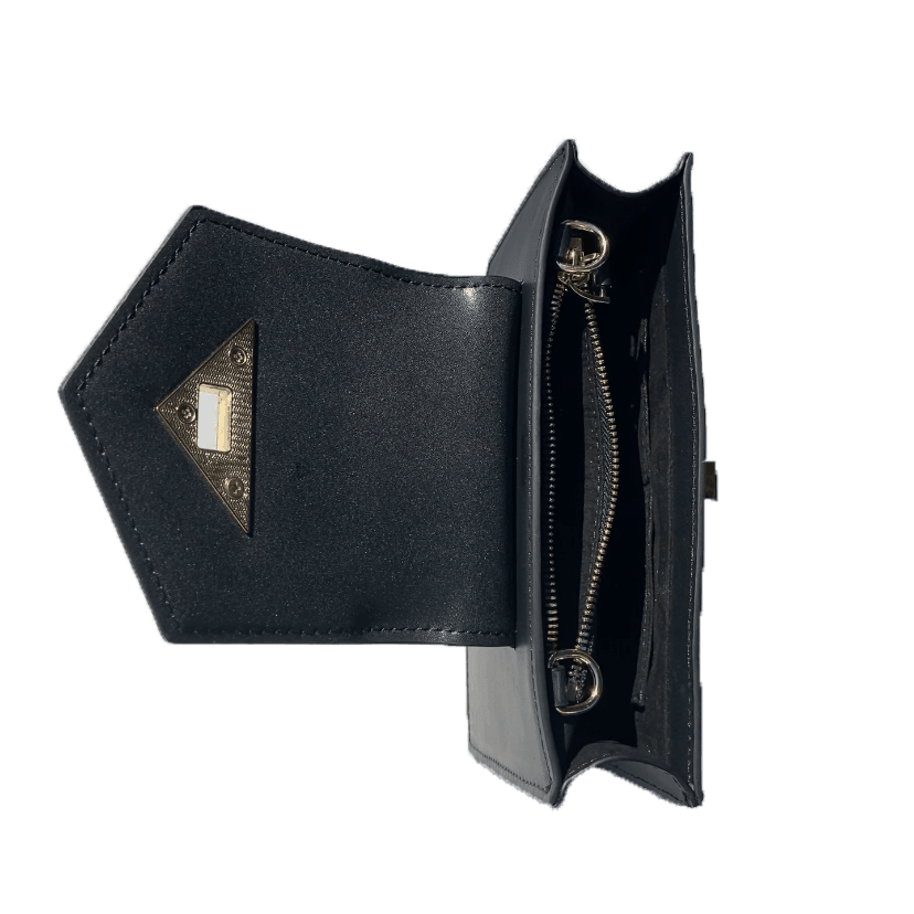 Mary Mini Crossbody Bag Black Leopard Leather Wristlet - VirtuousWares:Global