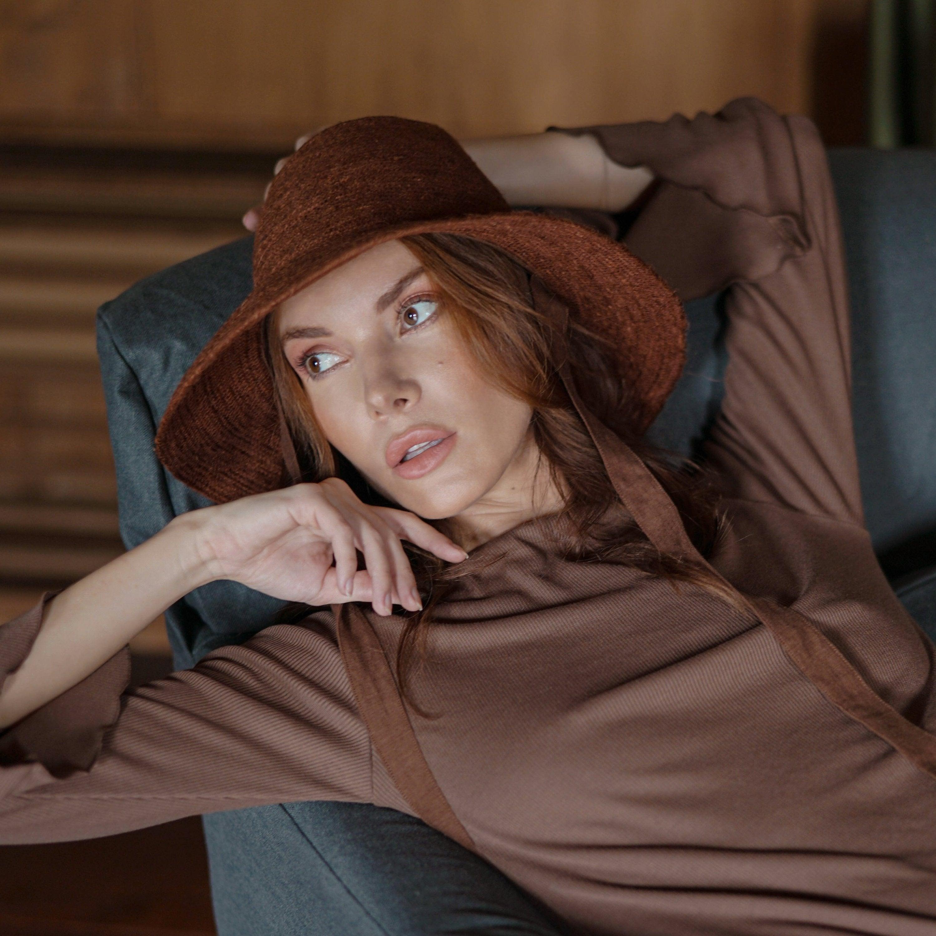 MEG Jute Straw Hat In Burnt Sienna - VirtuousWares:Global