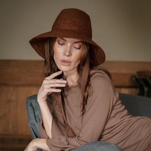 MEG Jute Straw Hat In Burnt Sienna - VirtuousWares:Global