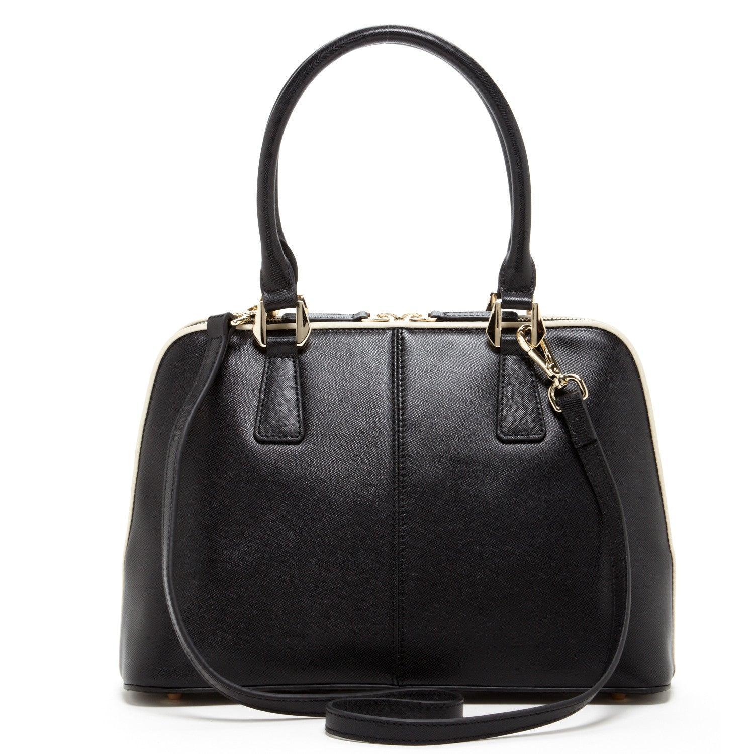 Melissa Saffiano Leather Satchel Bag Black - VirtuousWares:Global