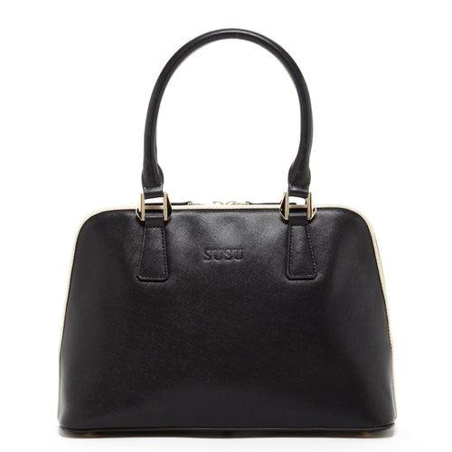 Melissa Saffiano Leather Satchel Bag Black - VirtuousWares:Global