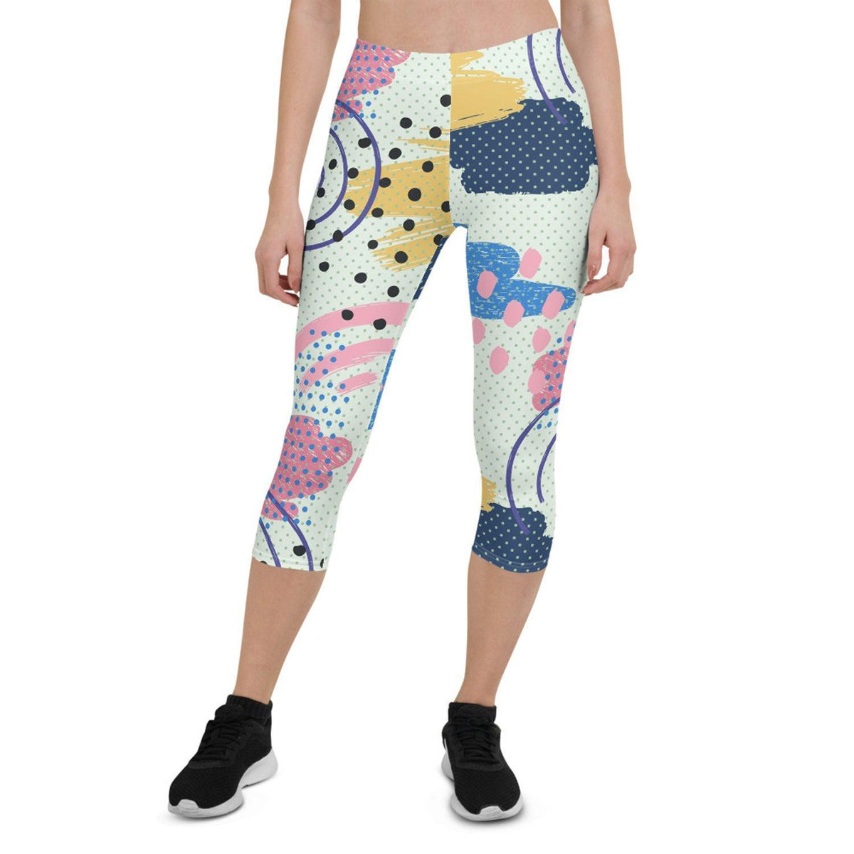 Memphis Pattern Capri Leggings for Women - VirtuousWares:Global