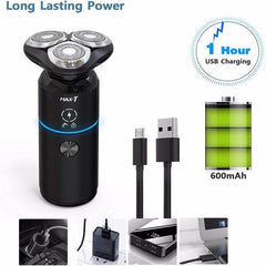 Men Electric Razor Rechargeable Travel Rotary Shaver IPX7 Waterproof - VirtuousWares:Global