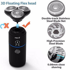 Men Electric Razor Rechargeable Travel Rotary Shaver IPX7 Waterproof - VirtuousWares:Global
