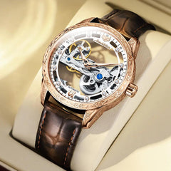 Men Mechanical Watch Automatic Movement 50M Waterproof Leather Strap - VirtuousWares:Global