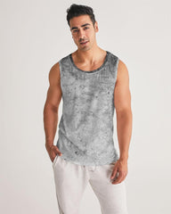 Mens Graphic Tank Top, Black & Gray Grunge Print - VirtuousWares:Global