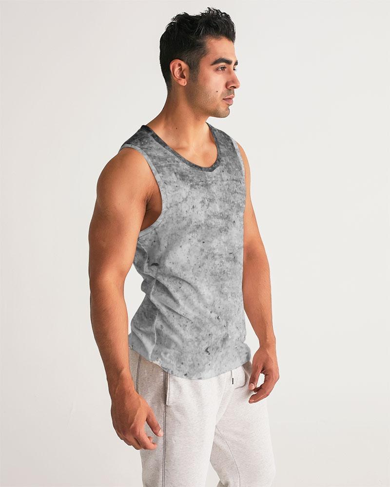 Mens Graphic Tank Top, Black & Gray Grunge Print - VirtuousWares:Global