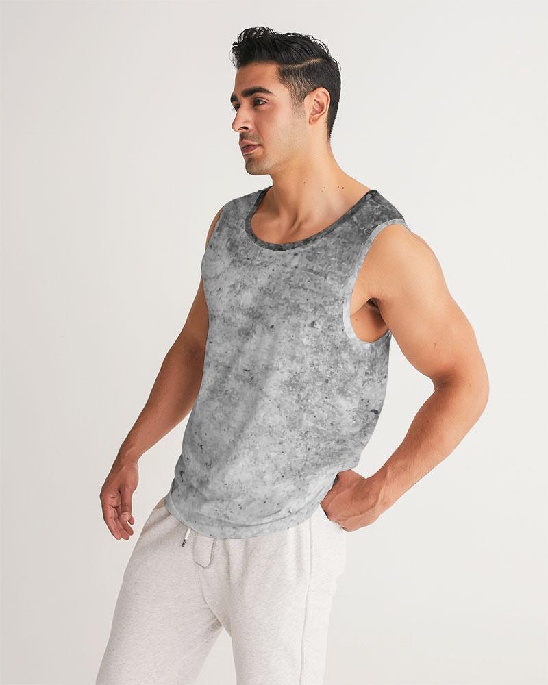 Mens Graphic Tank Top, Black & Gray Grunge Print - VirtuousWares:Global