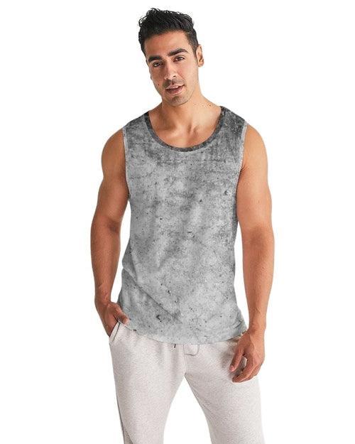 Mens Graphic Tank Top, Black & Gray Grunge Print - VirtuousWares:Global