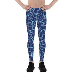 Mens Leggings - Blue Geometric Design Pattern - VirtuousWares:Global