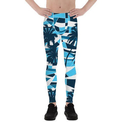 Mens Leggings - Blue Surf Tropical Palm Trees - VirtuousWares:Global