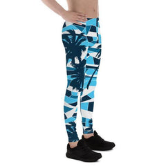 Mens Leggings - Blue Surf Tropical Palm Trees - VirtuousWares:Global