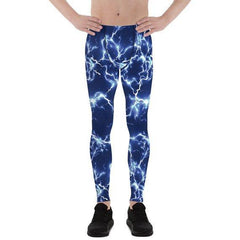 Mens Leggings - Blue Thunder Lightning Leggings - VirtuousWares:Global