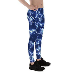 Mens Leggings - Blue Thunder Lightning Leggings - VirtuousWares:Global