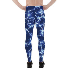 Mens Leggings - Blue Thunder Lightning Leggings - VirtuousWares:Global