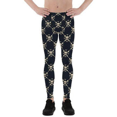 Mens Leggings - Chain Link Skulls Leggings - VirtuousWares:Global