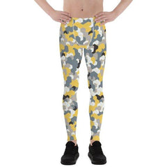 Mens Leggings - Yellow Sports Camo Leggings - VirtuousWares:Global