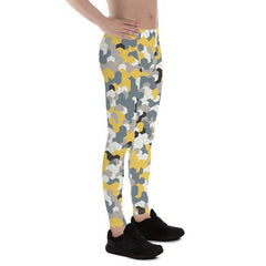 Mens Leggings - Yellow Sports Camo Leggings - VirtuousWares:Global