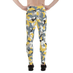 Mens Leggings - Yellow Sports Camo Leggings - VirtuousWares:Global