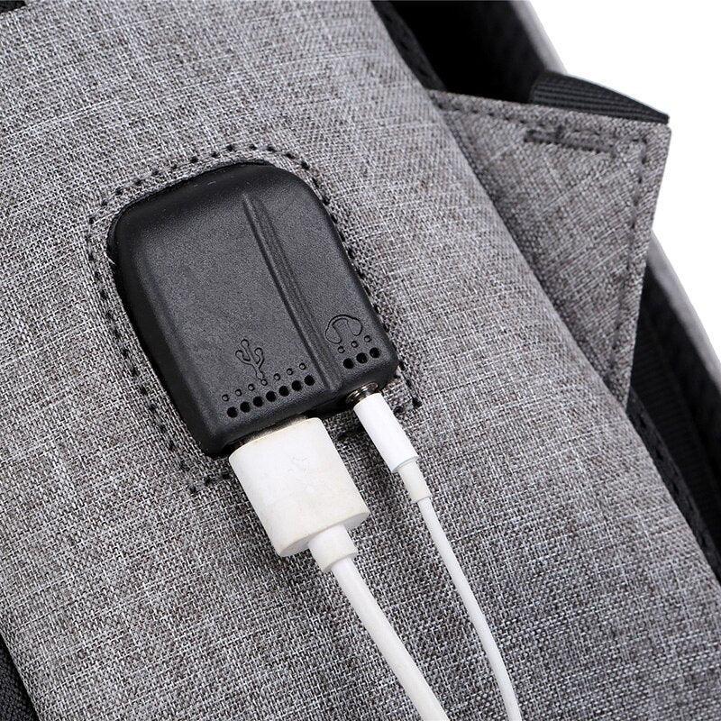 Mens Waterproof Oxford Cloth Backpacks Multifunctional USB Charging - VirtuousWares:Global
