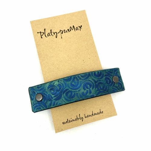Mermaid Green Spirals Leather Hair Barrette - VirtuousWares:Global