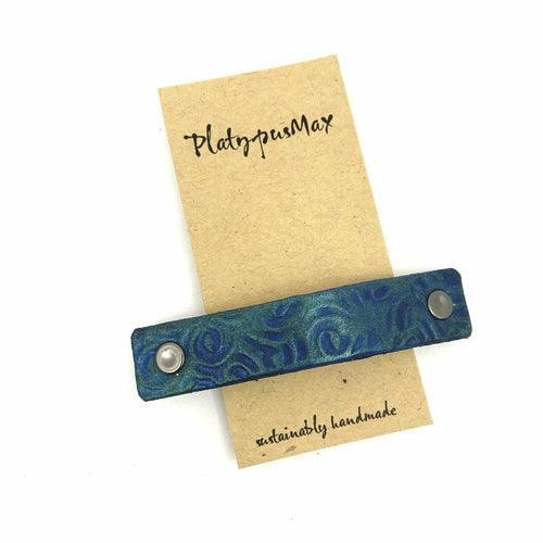 Mermaid Green Spirals Leather Hair Barrette - VirtuousWares:Global