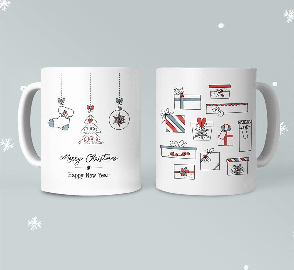 Merry Christmas Mug with Stockings and Presents - VirtuousWares:Global