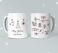 Merry Christmas Mug with Stockings and Presents - VirtuousWares:Global
