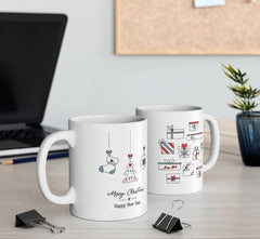 Merry Christmas Mug with Stockings and Presents - VirtuousWares:Global