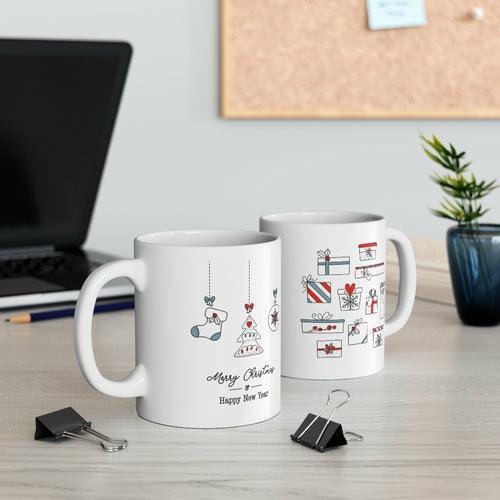 Merry Christmas Mug with Stockings and Presents - VirtuousWares:Global