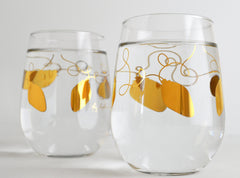 Metallic Gold Retro Christmas Lights Stemless Wine - VirtuousWares:Global