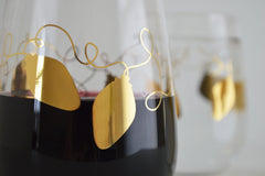 Metallic Gold Retro Christmas Lights Stemless Wine - VirtuousWares:Global