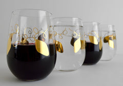 Metallic Gold Retro Christmas Lights Stemless Wine - VirtuousWares:Global