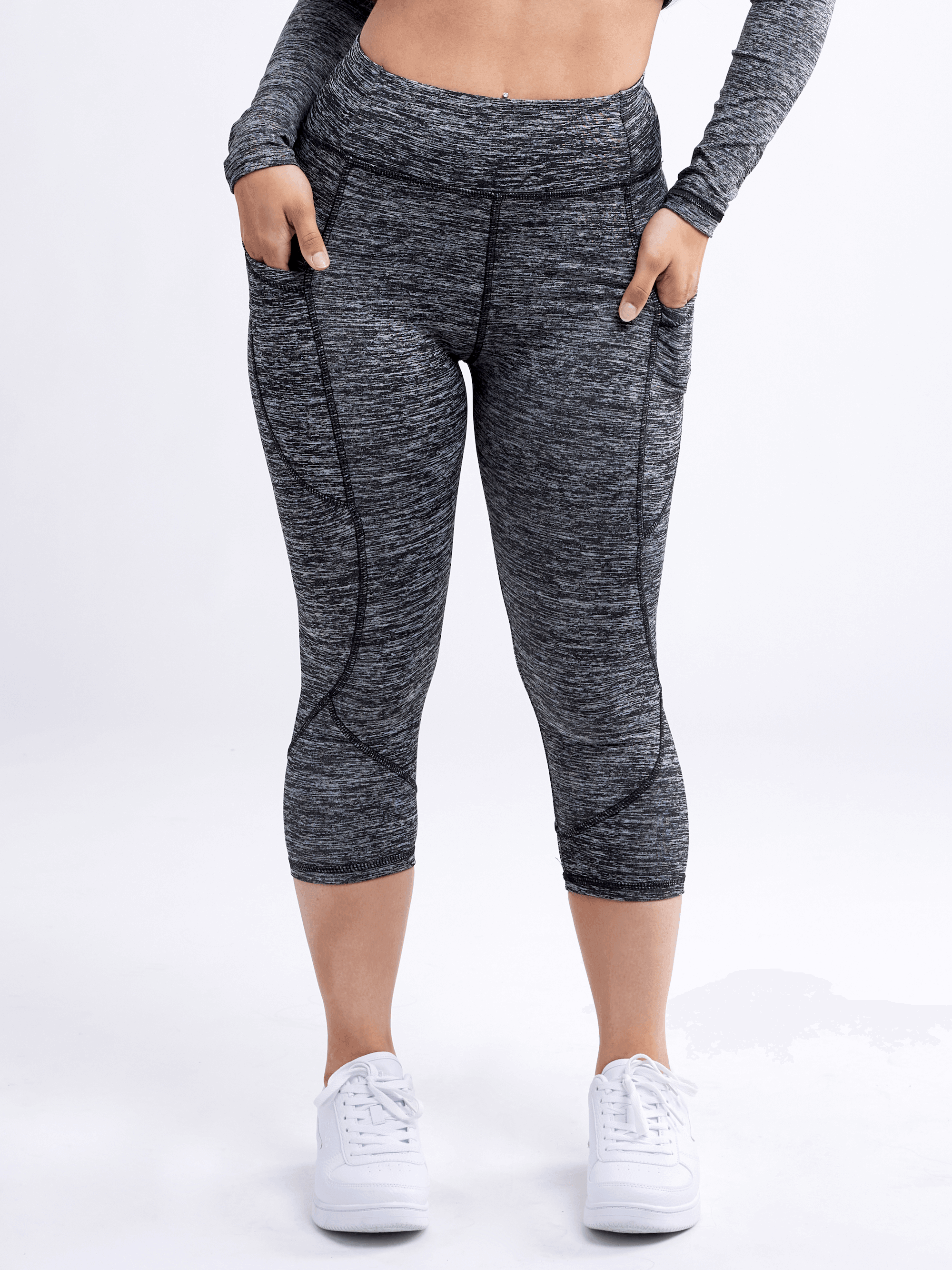 Mid-Rise Capri Fitness Leggings with Side Pockets - VirtuousWares:Global