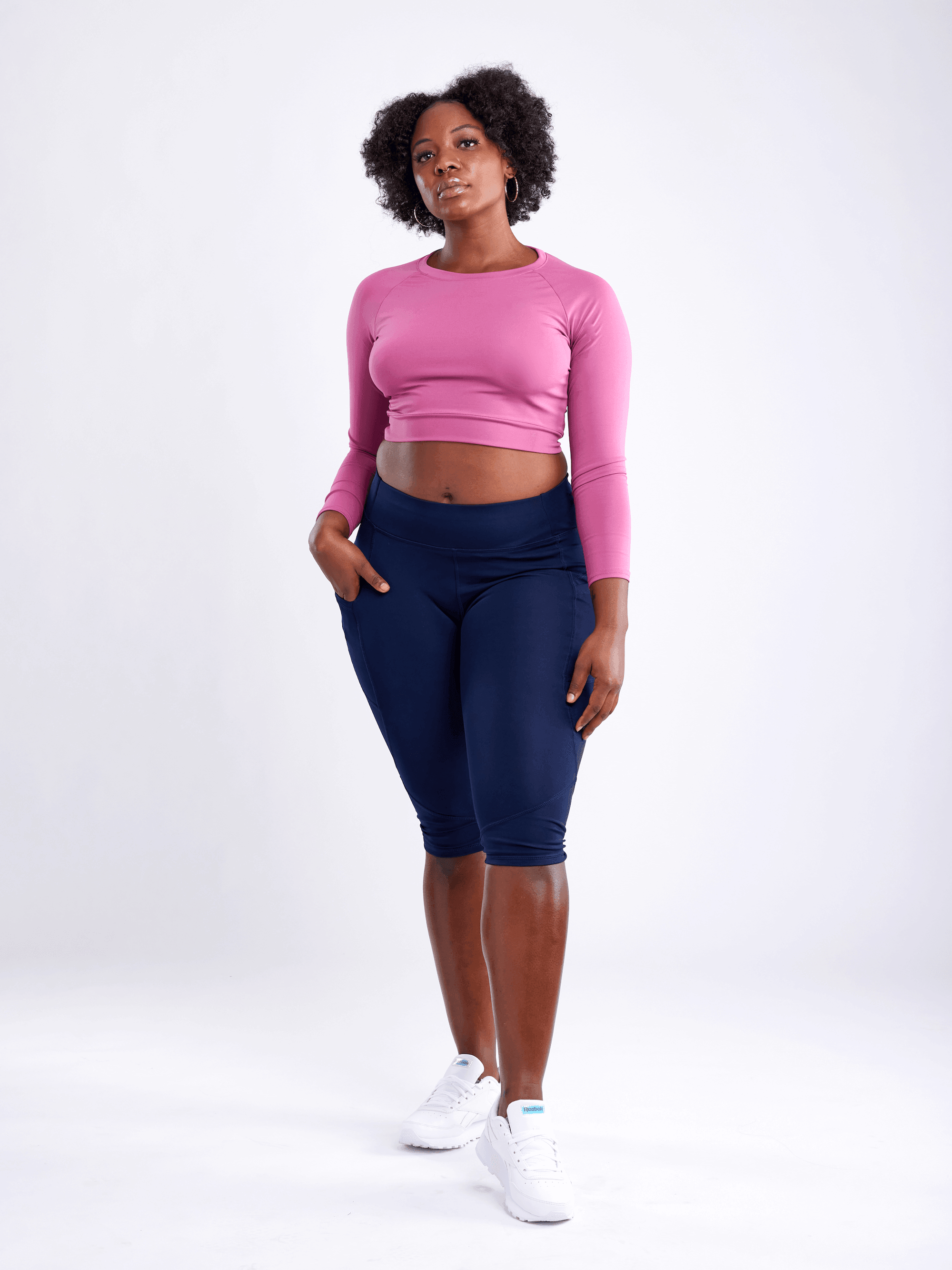 Mid-Rise Capri Fitness Leggings with Side Pockets - VirtuousWares:Global