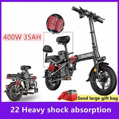 Mini Electric Bicycle with Full Throttle for Sports Car, City E-Bike, Powerful Mountain Bike, 14 in, 48V, 15Ah, 32Ah, 400W - VirtuousWares:Global