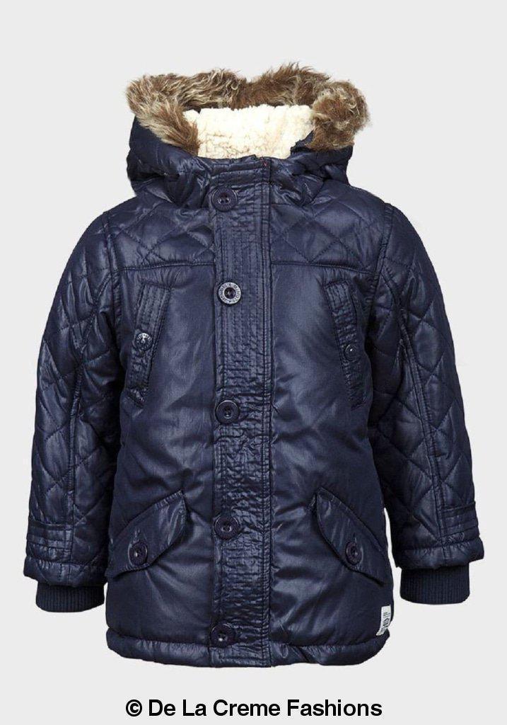 Minoti - Boys Quilted Winter Padded Jacket Faux Fur Hooded Puffa Coat - VirtuousWares:Global