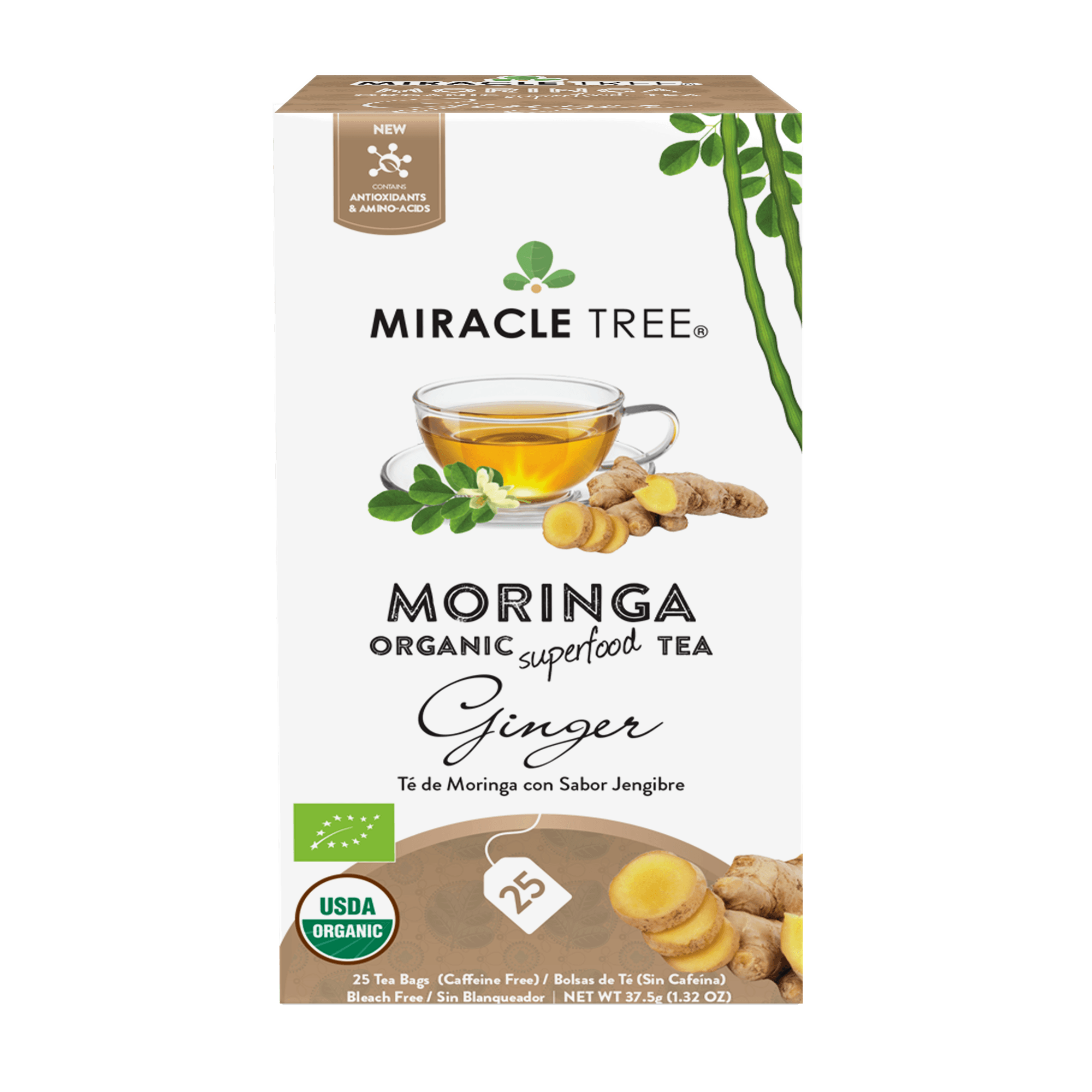 Miracle Tree's Organic Moringa Tea, Ginger - VirtuousWares:Global